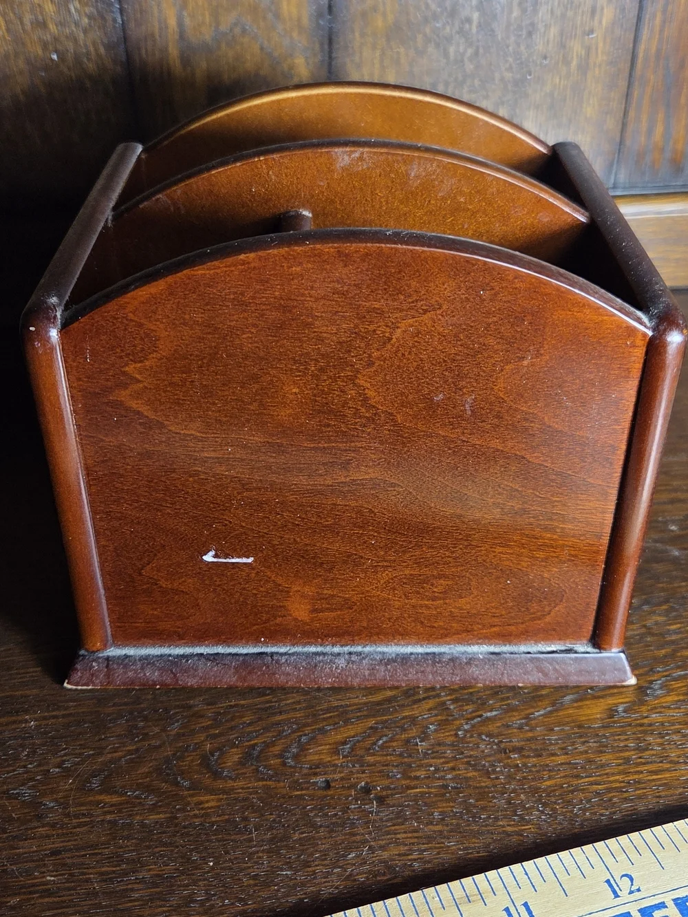 Wooden Desk Clock Organizer in Brown - Unbranded